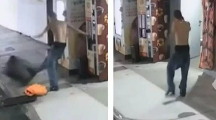 Video: Hombre en La Ceja, al parecer borracho, vandalizó un local